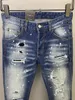 Nouveaux hommes Jeans trou bleu clair gris foncé Italie marque homme pantalons longs pantalons Streetwear denim Skinny Slim droit Biker Jean pour D2 Top qualité 28-38 taille 98251