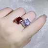 Bröllopsringar Retro Silverfärg Öppet för Woman Stamp 2023 Korean Fashion Ruby Jewelry Justerbar Party Girls 'Luxury Ring