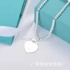 Designer Brand White copper silver plated Tiffays key heart shaped Buddha bead necklace for women CNC steel seal letter love pendant round collarbone