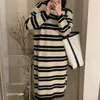 Women's Sweaters Striped Sweater Fashion Loose Knitwear Winter Bottoming Straight O Neck Drop Shoulder Long Sleeve All Match Pullovers