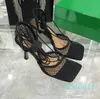 Moda couro strass malha sandália slides topo designer senhoras escritório festa vestido de casamento sapatos