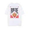 新しいRhude Mens and Women TシャツレタープリントグラフィックティーカジュアルコットンTシャツデザイナートップ半袖ヒップホップストリートウェアS-XL