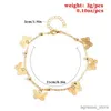 Ankiety modne modne kostki motylowe dla kobiet plażowa kostka złota srebrna łańcuch kostki Bransoletka na nogi biżuteria R231125