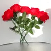 Sacchetti per gioielli Scatola per anelli a forma di rosa floccata rossa Simulazione creativa Regalo per fiori Espositore per proposte di nozze a sorpresa romantica