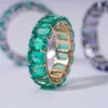Обручальные кольца Starsgem с зеленым драгоценным камнем, женское кольцо из 14-каратного золота ювелирной огранки с лабораторным изумрудом