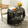 Table Cloth Retro Style Dark Green Lace Round Tablecloth Wedding Party Christmas Decorative Dust Proof For Dining