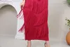 Casual Dresses Women's Elegant Red Long Bishop's Sleeve Tassel Ruched High Quality Luxury Dress Vestidos De Mujer Robe Du Soir Party