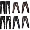 Lila jeans amirs designer Puple Mens Skinny Luxury Denim Pant Estruerad Ripped Biker Black Blue Jean Slim Fit Motorcykel