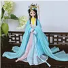 Dolls 30cm BJD Chinese Ancient Doll Hanfu Clothes Headdress Fairy Princess Trailing Skirt Drama Toys for Girls 231124