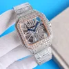 Hollow Out Diamond Watch Men Kwarc Ruch 39,8 mm Wodoodporna bransoletka Sapphire Business zegar ze stali nierdzewną 904L Na rękę Montre de Luxe