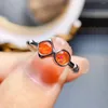 Cluster Rings Selling 925 Sterling Silver Jewelry Natural Orange Opal Ring Women's Engagement Promise