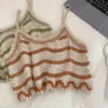 Débardeurs pour femmes Camis Vintage Coton Lin Camissol Broderie En forme de coeur Spaghetti Bandoulière Crop Top Hooked Knitted Beach Tank 230425