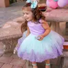 Girl Dresses Sleeveless Lace Bow Leaking Back Printed Princess Flower Dress Wedding Party Ball First Communion Dream Kids Gift