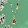 Choker Salircon Korean Christmas Cute Metal Bell Pendant Necklace Simple Chain Clavicle Women Holiday Party Jewelry Gift