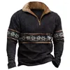 Herren-Kapuzenpullover, Ethno-Stil, Reißverschluss-Pullover, 3D-Totem-Druck, hochwertige Vintage-Kleidung, übergroßes Oberteil, Herbst-Outdoor-Sport-Shirt