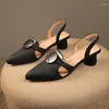 Dress Shoes 2023 Summer Fashion Pointed Toe Pullover Foot Thick Sole Casual Women's Metal Buckle Roman Sandals