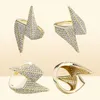 14k White Gold Diamond Lightning Rings Iced Out Bling Men039S Zirconia Hip Hop Ring Luxury Deisnger Ring Gifts Jewelry9976937