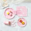 Disposable Dinnerware Daisy Theme Birthday Party Decor Pink Tableware Paper Plate Napkin for Baby Shower Wedding 231124