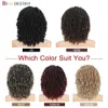 Kadınlar için örgülü sentetik peruklar ombre dreadlock siyah kahverengi kırmızı Afrika sahte locs tığ işi bükülme saç kısa 230425