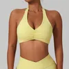 Women's Tanks Women Halter Neck Sports Bra Ruched Fitness Gym Yoga Tank Top Workout Push Up Crop Tops Backless Padded Activewear