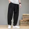 Pantaloni da uomo Primavera Pantaloni di lino in cotone Uomo Elastico in vita Pantaloni Harem casual Pantaloni sportivi larghi Pantaloni tradizionali cinesi Pantalons homme zln231125