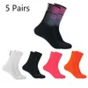 Sports Socks Ykywbike 5 Par Sports racing cykelsockor Set Professionella varumärken Sport Socks Breattable Road Cykelstrumpor Män och kvinnor 231124