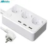 Power Cable Plug Power Strip Surge Protector Desktop 3 way EU Plug Outlets Multiple Socket with USB Charging Adapter Switch 1.5m Extension CordL231125