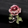 Brooches Fashion Handmade Couple Rhinestone Plant Flower Collection Rose Brooch Pin For Women Lady Costume Jewelry