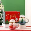 Mugs Santa Claus Tree Ceramic Cup Christmas Mugs With Snowball Landscape Lock Creative Xmas Gift Holiday Office Home Milk Coffee Cup 231124