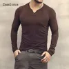 T-shirts voor heren Europees maat T-shirt Mannen Lange mouwen Baisc Top pullovers zomer Casual T-shirt Shirt sexy heren kleding wit zwart 230425