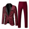 Herrenanzüge, Blazer, ShowParty, 2-teiliges Set, Herrenjacke, Hose, Hochzeitskleid, Blazer, Mantel und Hose, Blau, Weiß, Rot, Schwarz, Herren, Übergröße, S6XL, 231124