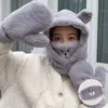 Moda invernale simpatico cappello da orso sciarpa una ragazza calda tutto maschera da ciclismo invernale berretto auricolare set da tre pezzi Versione coreana dell'abbigliamento popolare invernale