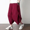 Męskie spodnie Tradycyjne chińskie streetwear harem men japońskie spodnie Kimono Summer moda hip -hop luźna duża rozmiar