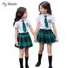 Kledingsets Student Schooluniformen Set Pak voor meisjes Jongens Kinderen Formele kleding Kinderen Shirt Rok Jongens Shorts Stropdas Kledingset