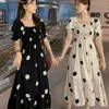 Sıradan elbiseler kısa kollu elbiseler kadınlar polka dot zarif fransız retro tasarım yeni 2xl kadın kıyafetler parti Kore tarzı fırfırlar moda sevimli 230505