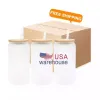 Warehouse US 16oz Mug Straight Blank Sublimation Frosted Clear Transparent Coffee Glass Cup Tumblers with Bamboo Lid and Straw 0425