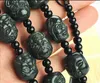 Pendentif Colliers Naturel Hetian Jade 18 Perles Collier/Sculpté À La Main Maitreya Bouddha Tête Semi-précieuse Collier Statue