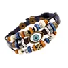 Design clássico Evil Eye Charm Bracelet Três jóias de pulseiras de couro em camadas para homens