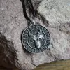 Kolye Kolye Elder Futhark Vegvisir Runic Wolf Kolye Orijinal Hayvan Wicca Takı