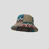 Beretten 2023 Vintage Flower Fashion Break Bucket Hat Dames herfst en winter handgemaakte haak Jacquard breien vissersdap