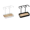 Jewelry Pouches Wooden Storage Rack Unique With Box Base PP Desktop Organising Stand Earrings Display Necklace