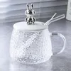 Bouteilles d'eau Ins Style Haute Beauté Tasse Tasse En Verre Avec Couvercle Cuillère Femme Bureau Café Ménage Fleur Thé