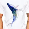 T-shirts pour hommes Aquarelle Blue Whale Tshirt Hommes Été Blanc Manches courtes O-Cou Chemise décontractée Pas d'impression de colle