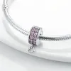 925 accesorios de abalorios aptos para joyería de abalorios pandora, abalorio de clip de corazón rosa pavimentado