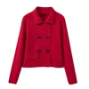 بدلات نسائية Yenkye Fashion Women Red Double Breadted Blazer legant termant apell jolar long leare sup past puck