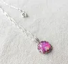 Chaînes joli collier pendentif rond bleu rose opale