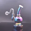 Rainbow Design Narguilé Verre Brûleur À Huile Bong Conduites D'eau Bubbler Main Fumer Pipe À Eau Recycleur Dab Rig Bong avec 14mm Mâle Verre Brûleur À Huile Tuyau Et Tabac Bol