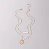 Kedjor Elegant Pearl Stone Wafer Pendant Necklace For Women Gold Color Alloy Metal Multilayer Chain Choker AJUSTABLE SMYCKE