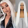 Synthetic Wigs Long Straight White Natural Middle Part Heat Resistant Suitable for African Women Daily CosplayHalloween Wig 230425