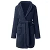 Men's Sleepwear 2023 Long Sleeve Plush Pajamas Robes With Belt Loose Solid Color Premium Nightgown Homewear Bathrobe